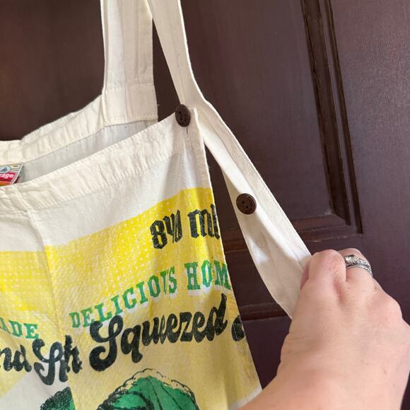 JUNK Vintage Sack | Flour Sack Wide Leg Crop Overalls Lemonade | Extra Large - Picture 8 of 10